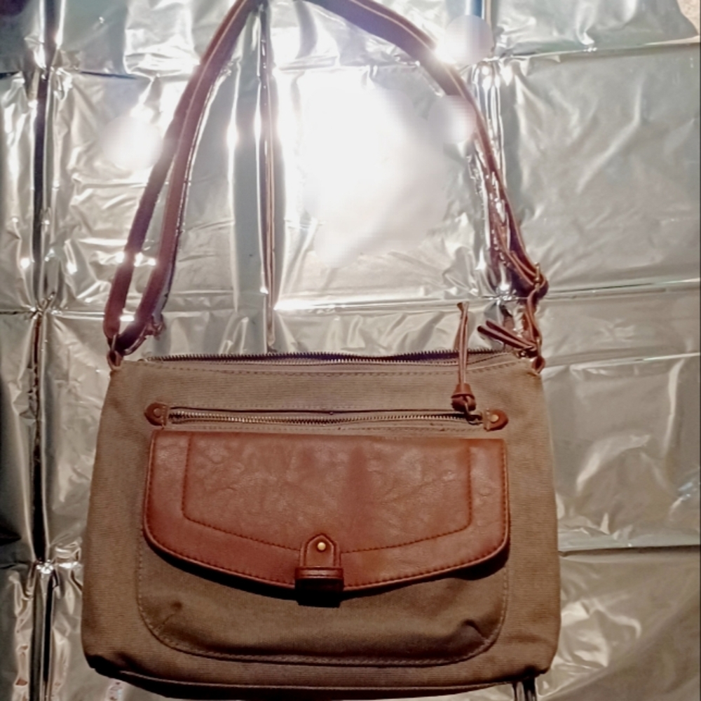 canvas and leather purse